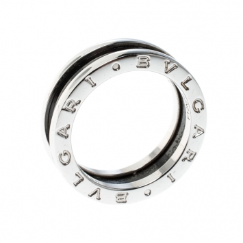 مملوكة مسبقًا Bvlgari Save the Children 1-Band Black Ceramic Silver Ring Size 54