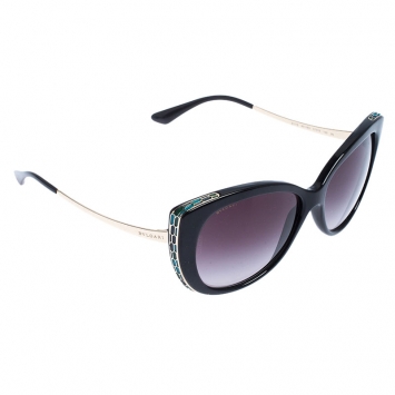 Pre Owned Bvlgari Serpenti Black/Grey Gradient 8178 Cateye Sunglasses 