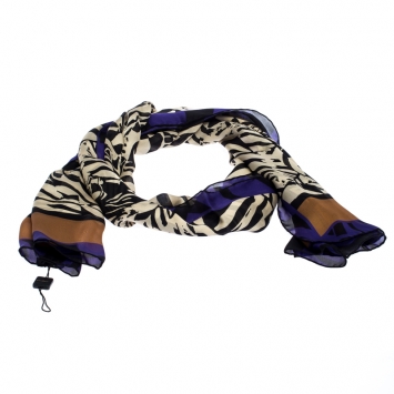 Pre Owned Bvlgari Multicolor Animal Print Silk Scarf