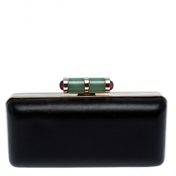 Pre Owned Bvlgari Black Leather Lipstick Case