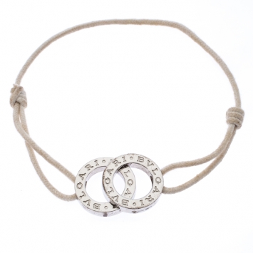 مملوكة مسبقًا Bvlgari Bvlgari Interlocking Circles Silver Adjustable Cord Bracelet