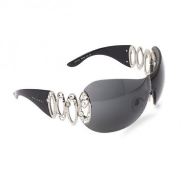 Pre Owned Bvlgari Black 6017B Strass Edge Shield Women Sunglasses