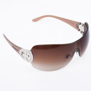Pre Owned Bvlgari Brown Strass-Edge Shield Women Sunglasses