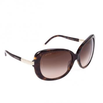 Pre Owned Bvlgari Tortoise Frame Retro Womens Sunglasses