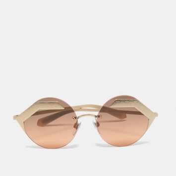 Pre Owned Bvlgari Gold/Bronze Gradient 6089 Serpenteyes Geometric Sunglasses