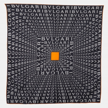 مملوكة مسبقًا Bvlgari Black Letter Logo Printed Silk Square Scarf