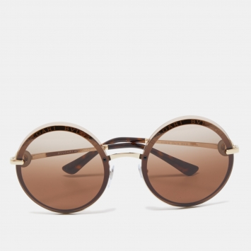 Pre Owned Bvlgari Brown 6149-B Gradient Round Sunglasses