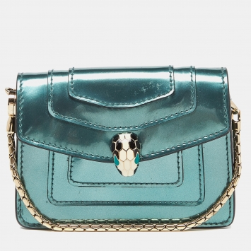 Pre Owned Bvlgari Green Patent Leather Serpenti Forever Bag Charm
