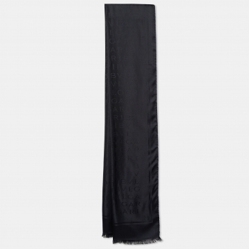 مملوكة مسبقًا Bvlgari Black Logo Pattern Silk Stole 