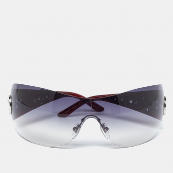 Pre Owned Bvlgari Grey Gradient Crystal Flower 652-B Shield Sunglasses