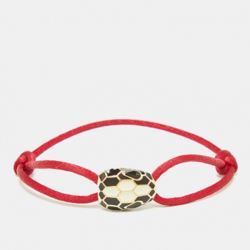 Pre Owned Bvlgari Serpenti Forever Enamel Gold Tone Cord Bracelet