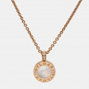 Bvlgari Bvlgari Bvlgari Diamonds Carnelian Mother of Pearl 18k Rose Gold Necklace