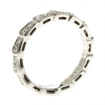 Pre Owned Bvlgari Serpenti Pave Diamonds & White Gold Wedding Band Ring Size 53