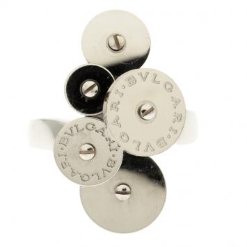 Pre Owned Bvlgari Cicladi Cluster 18k White Gold Cocktail Ring Size 52.5