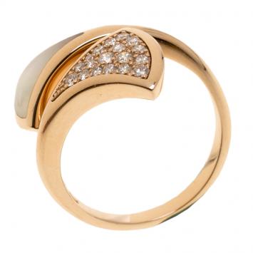 Pre Owned Bvlgari Divas' Dream Rose Gold and Diamonds Ring 