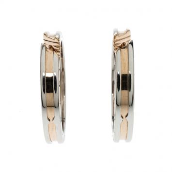 Pre Owned Bvlgari B.Zero1 18k Rose Gold & Stainless Steel Hoop Earrings 