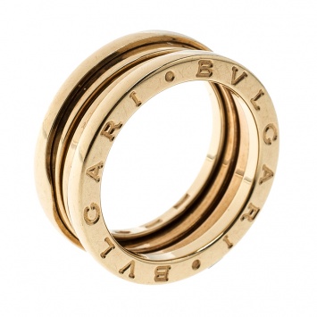 Pre Owned Bvlgari B.zero1 3 Band 18k Yellow Gold Ring Size 54