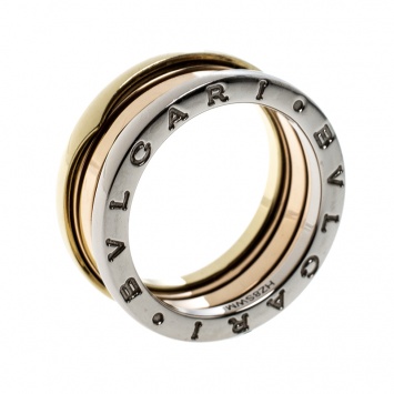 Pre Owned Bvlgari B Zero1 18k Three Tone Gold Band Ring Size 57