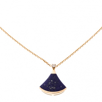 Pre Owned Bvlgari Divas' Dream Diamond Lapis Lazuli 18k Rose Gold Pendant Necklace