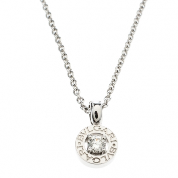 Pre Owned Bvlgari Diamond & 18k White Gold Pendant Necklace