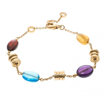 Pre Owned Bvlgari B.Zero1  Multicolored Gemstones Yellow Gold Bracelet