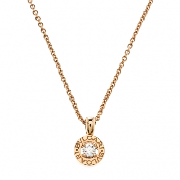 Pre Owned Bvlgari Bvlgari Diamond Yellow Gold Pendant Necklace 