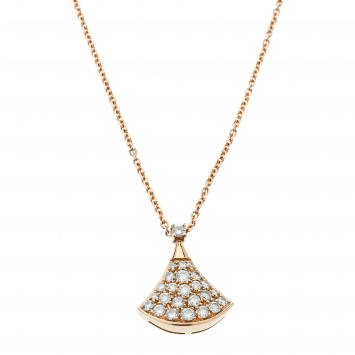 Pre Owned Bvlgari Divas' Dream Pavè Diamond 18K Rose Gold Pendant Necklace