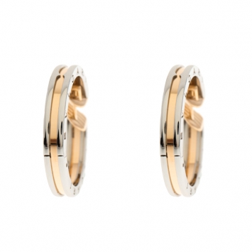 Pre Owned Bvlgari B.Zero1 18k Rose Gold & Stainless Steel Hoop Earrings