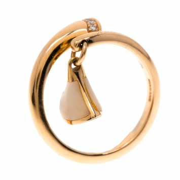Pre Owned Bvlgari Divas' Dream Mother of Pearl Rose Gold Ring Size 50