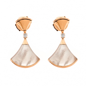 Pre Owned Bvlgari Divas' Dream Mother of Pearl Diamond 18k Rose Gold Drop Earrings