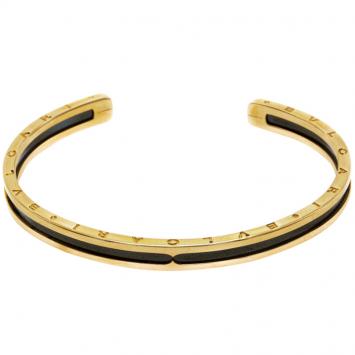 Pre Owned Bvlgari 18K Rose Gold B Zero Cuff & Black Coated Steel Bracelet