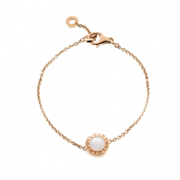 Pre Owned Bvlgari Carnelian Mother of Pearl  18K Rose Gold Round Bracelet SM