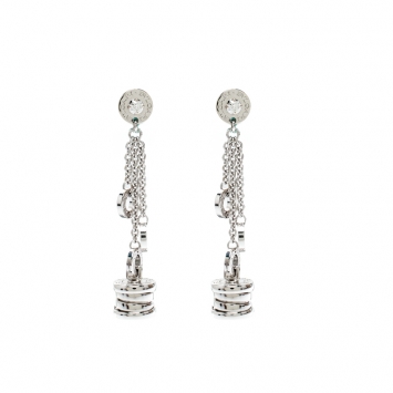 Pre Owned Bvlgari B.Zero1 Diamond 18k White Gold Long Dangle Earrings