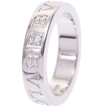 Pre Owned Bvlgari Diamond And 18K White Gold Band Ring Size 46