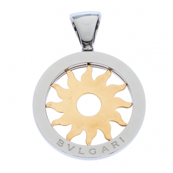 Pre Owned Bvlgari Tondo 18K Yellow Gold Stainless Steel Sun Pendant