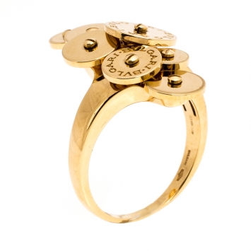Pre Owned Bvlgari Cicladi 7 Disc 18K Yellow Gold Ring Size 61
