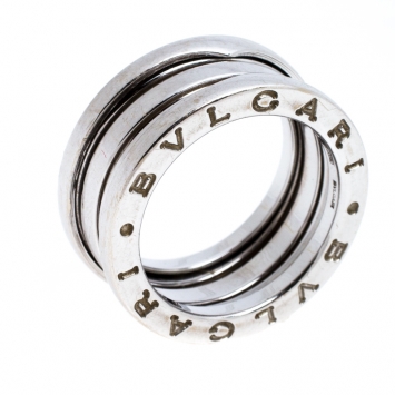 Pre Owned Bvlgari B.Zero1 18K White Gold 3-Band Ring Size 50