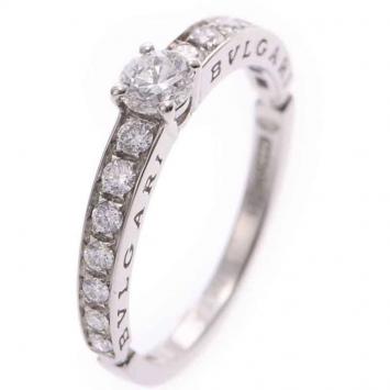 Pre Owned Bvlgari Solitaire Platinum Diamonds Pave Ring Size 55