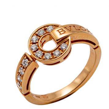 Pre Owned Bvlgari Rose Gold Bvlgari Bvlgari Pave Diamond Ring Size 56
