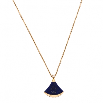 Pre Owned Bvlgari Divas' Dream Diamond Lapis Lazuli 18K Rose Gold Pendant Necklace