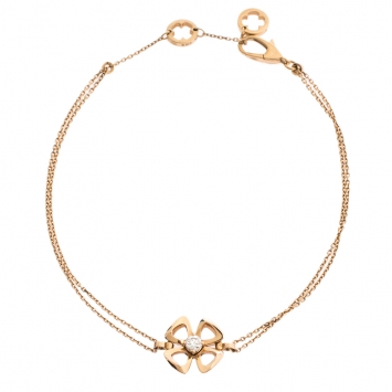 Pre Owned Bvlgari Fiorever Diamond 18K Rose Gold Chain Link Bracelet ML