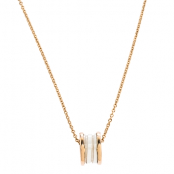 Pre Owned Bvlgari B.Zero1 White Ceramic 18K Rose Gold Pendant Necklace