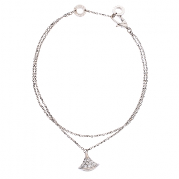 Pre Owned Bvlgari Divas' Dream Pave Diamond 18K White Gold Charm Bracelet SM