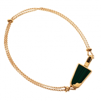 Pre Owned Bvlgari Gelati Diamond Malachite 18K Rose Gold Soft Bracelet ML