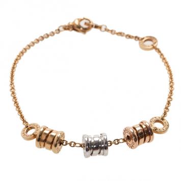 Pre Owned Bvlgari B.ZERO1 3-Elements 18K Yellow White and Pink Gold Soft Bracelet 19CM