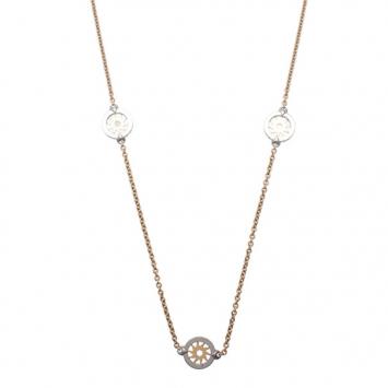 Pre Owned Bvlgari Tondo Sun Stainless Steel and 18K Yellow Gold Sautoir Necklace