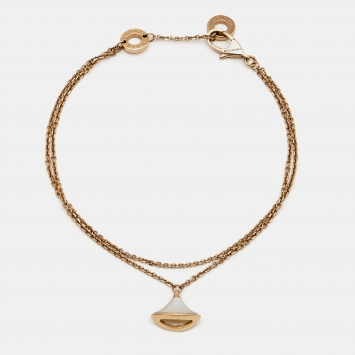 Pre Owned Bvlgari Divas' Dream Mother of Pearl 18k Rose Gold Charm Bracelet SM