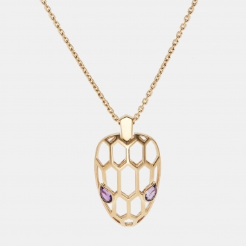 Bvlgari Serpenti Seduttori Amethyst 18k Rose Gold Pendant Necklace
