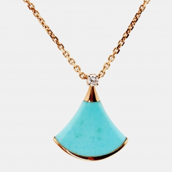 Bvlgari Divas' Dream Turquoise Diamond 18k Rose Gold Necklace