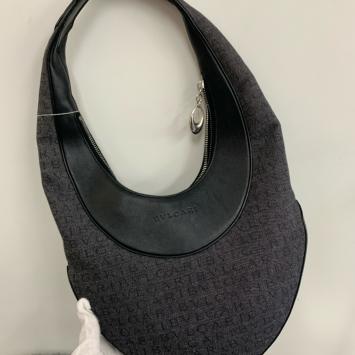 Pre Owned Bvlgari Black Denim Logo One Shoulder bag